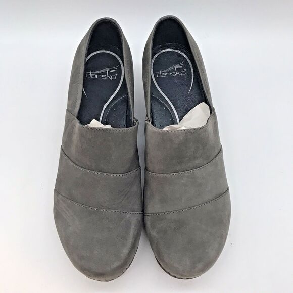 Dansko Tenley Gray Belted Slip-On Heels Women's 39 Nappa Leather Comfort Shoes - Picture 5 of 12